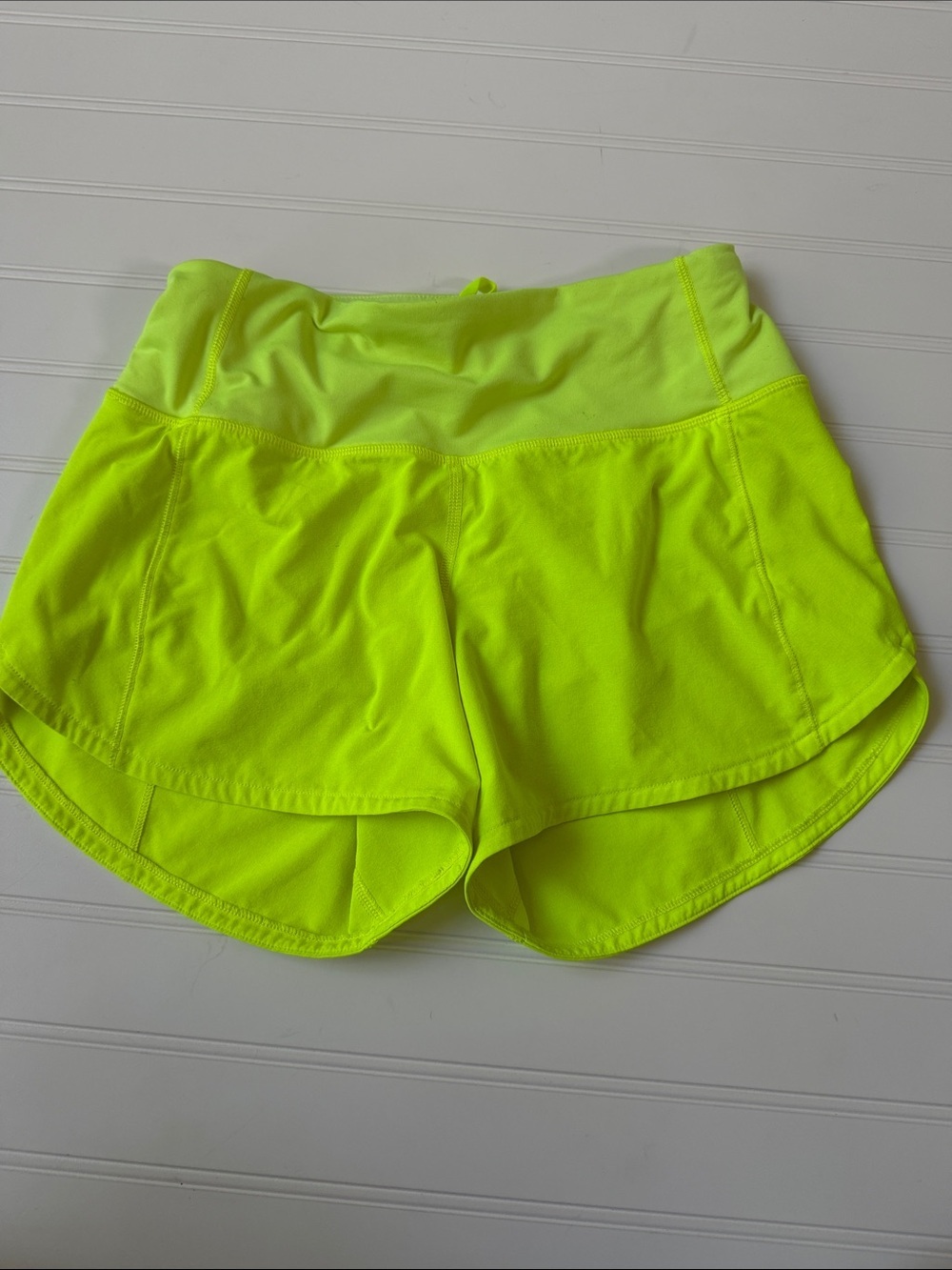 (006)lululemon athletica Neon Yellow High-Waist Athletic Shorts